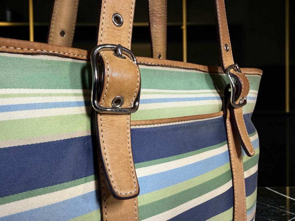 Coach Hamptons Weekend Striped Tote with Vachetta Trim (L3L-5145)