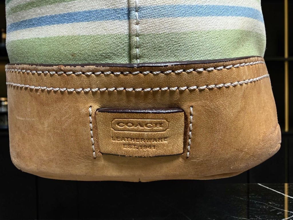 Coach Hamptons Weekend Striped Tote with Vachetta Trim (L3L-5145)
