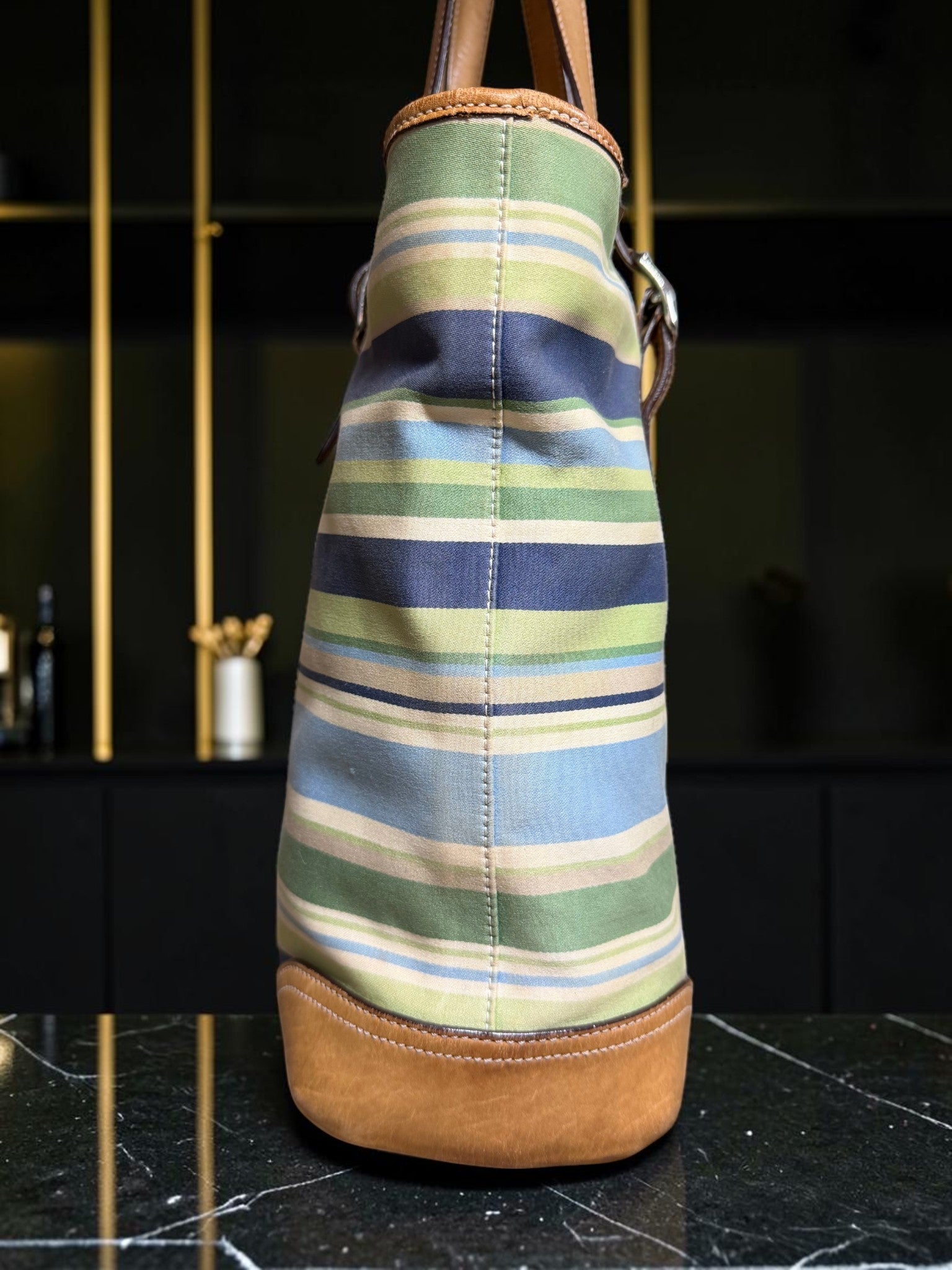 Coach Hamptons Weekend Striped Tote with Vachetta Trim (L3L-5145)