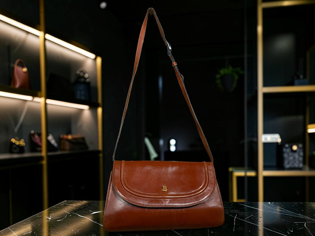 Vintage Bally Brown Leather Shoulder Bag