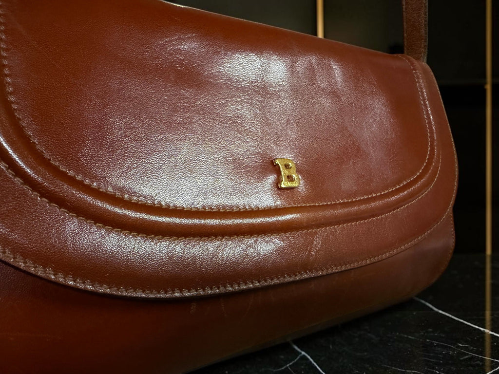Vintage Bally Brown Leather Shoulder Bag