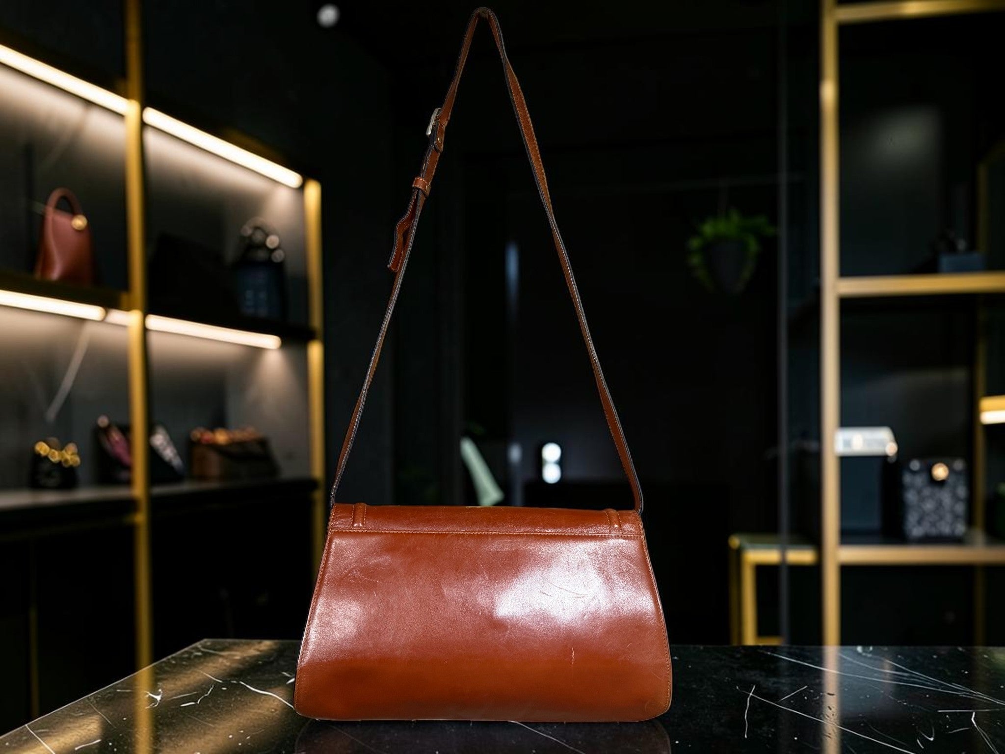 Vintage Bally Brown Leather Shoulder Bag