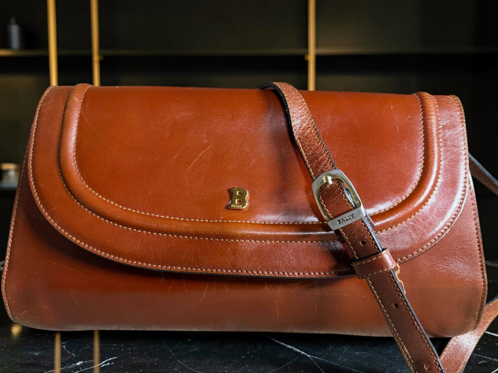 Vintage Bally Brown Leather Shoulder Bag