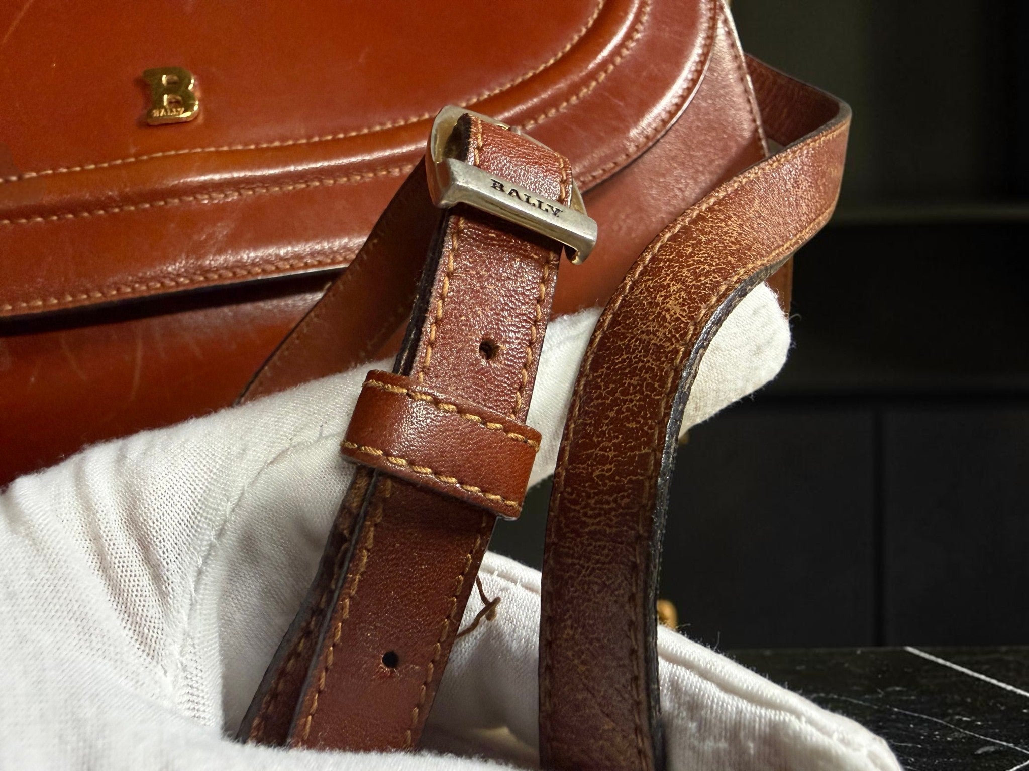 Vintage Bally Brown Leather Shoulder Bag