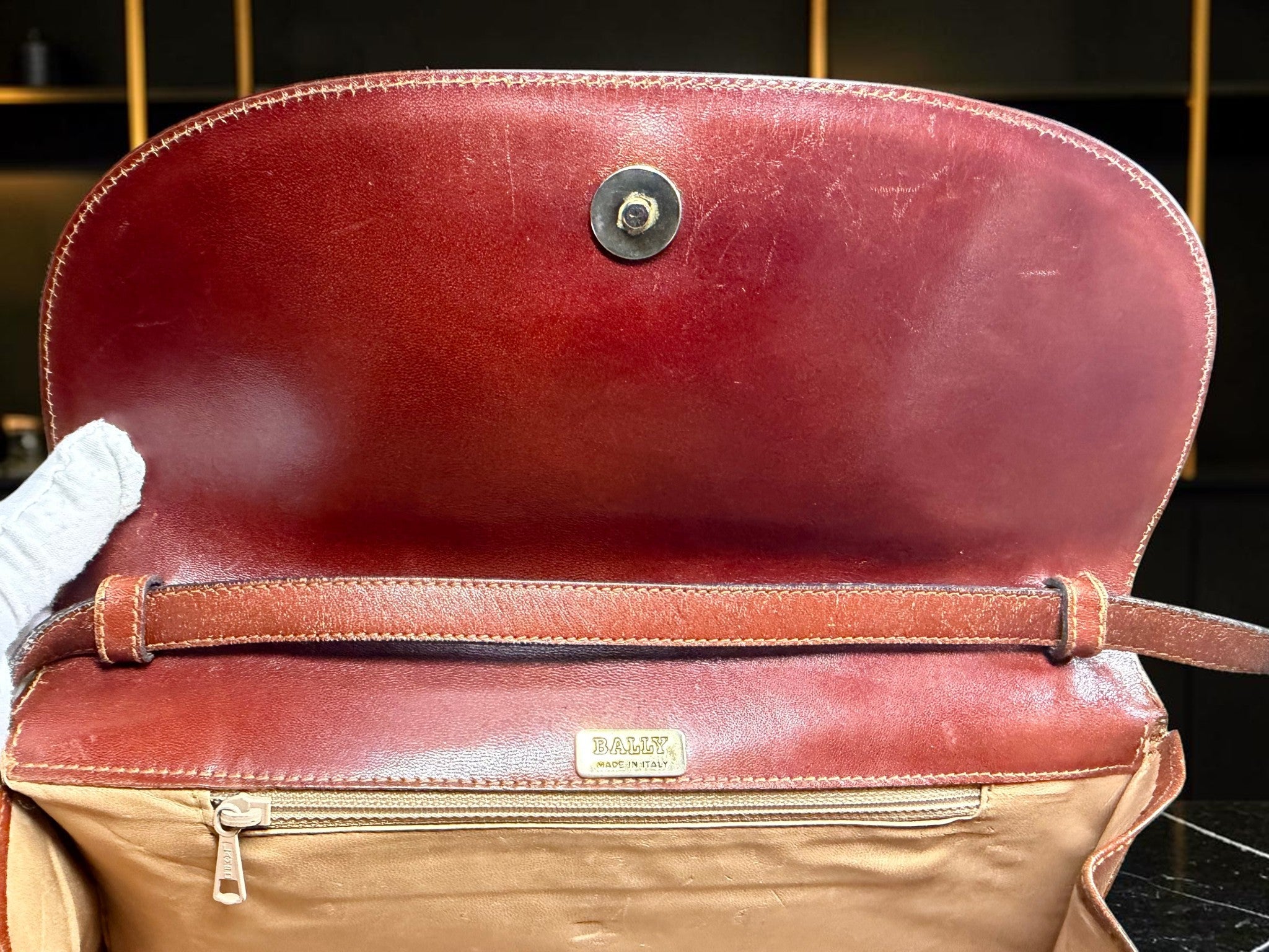 Vintage Bally Brown Leather Shoulder Bag