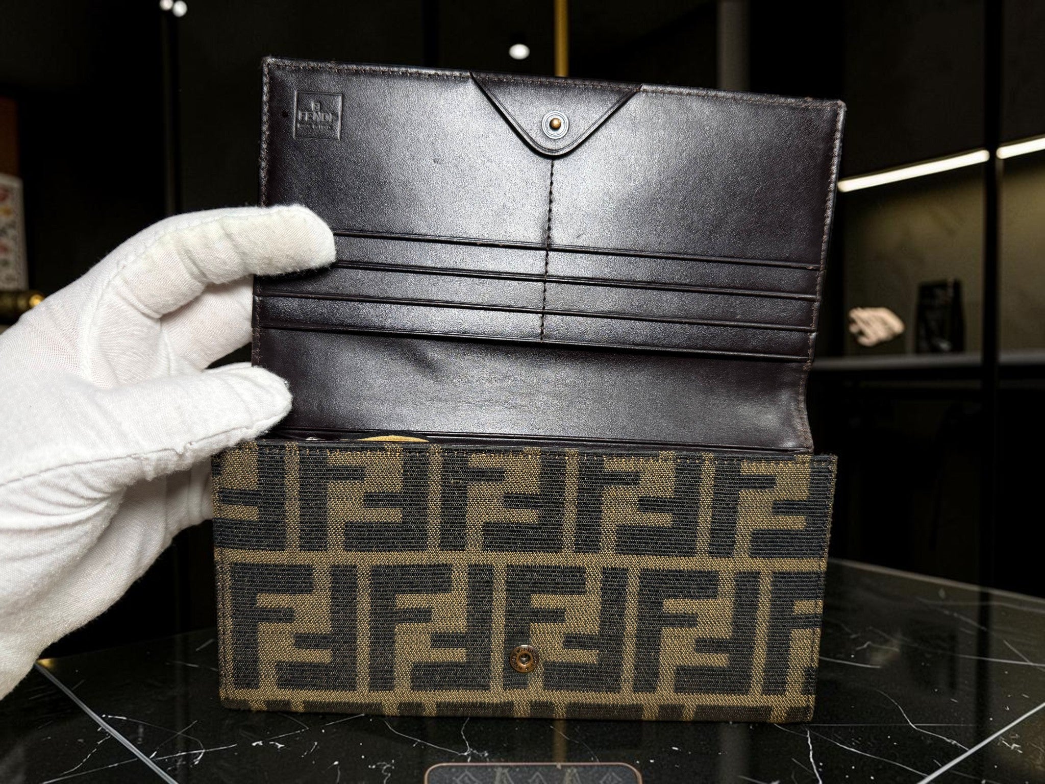 Fendi Zucca Monogram Bifold Long Wallet