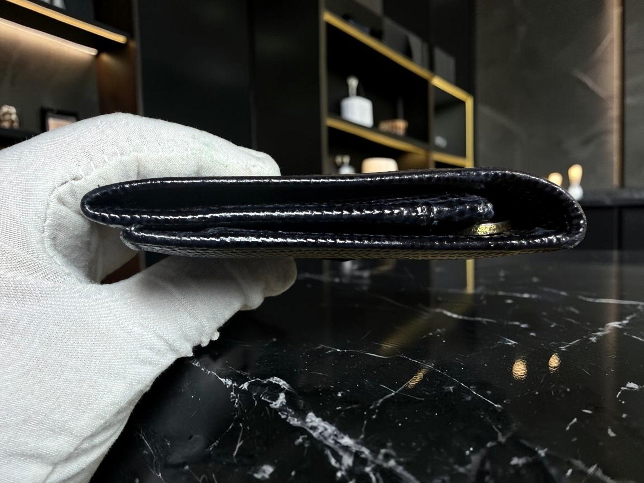 Salvatore Ferragamo Navy Lizard-Embossed Leather Continental Wallet