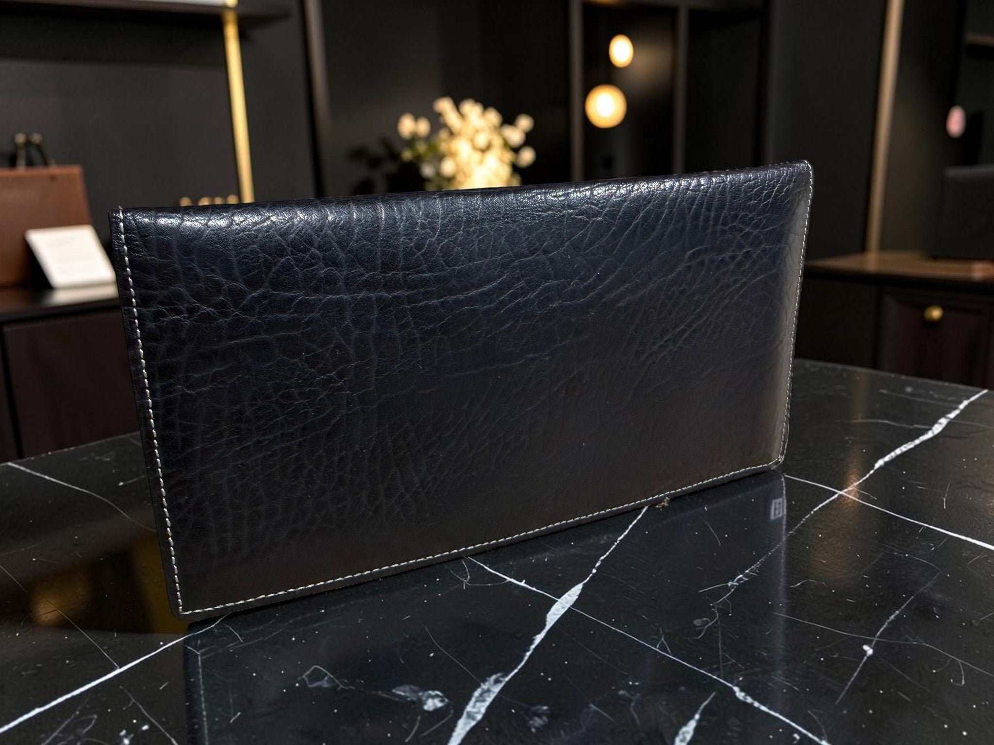 Balenciaga Black Leather Mens Long Wallet