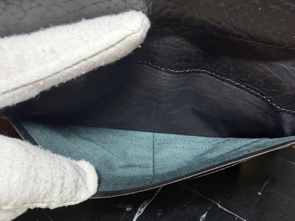Balenciaga Black Leather Mens Long Wallet