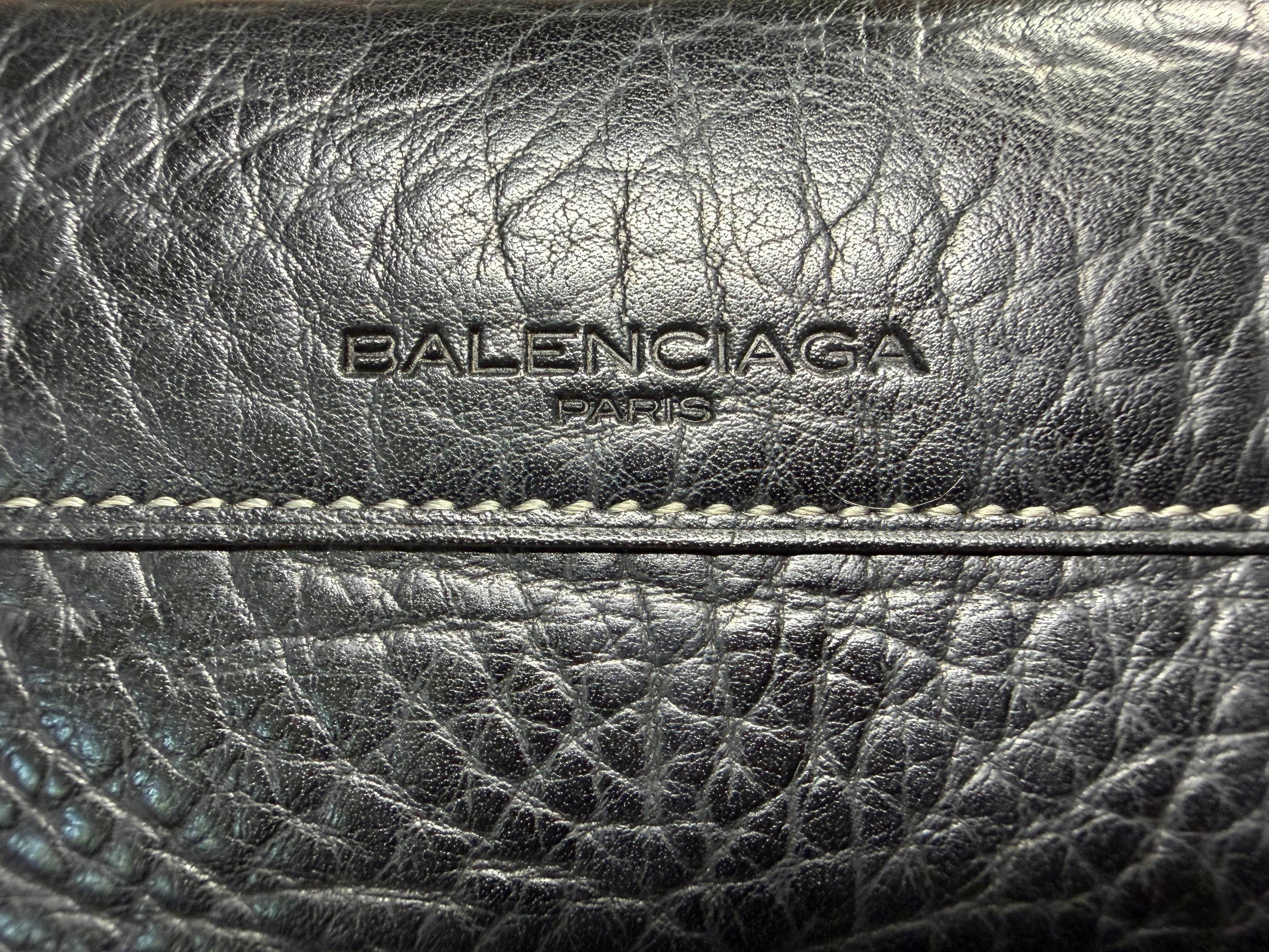 Balenciaga Black Leather Mens Long Wallet