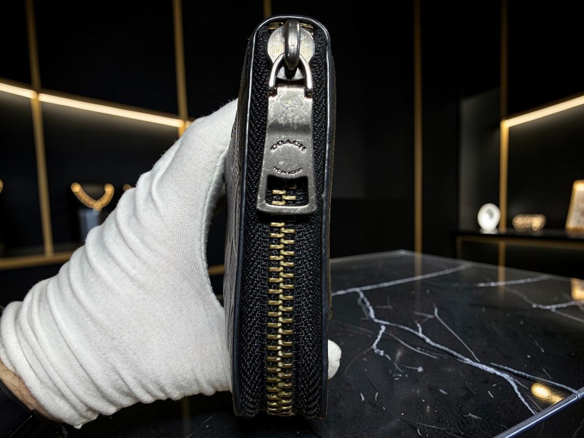 Coach Long Zip Black Leather Wallet (Newer Range)