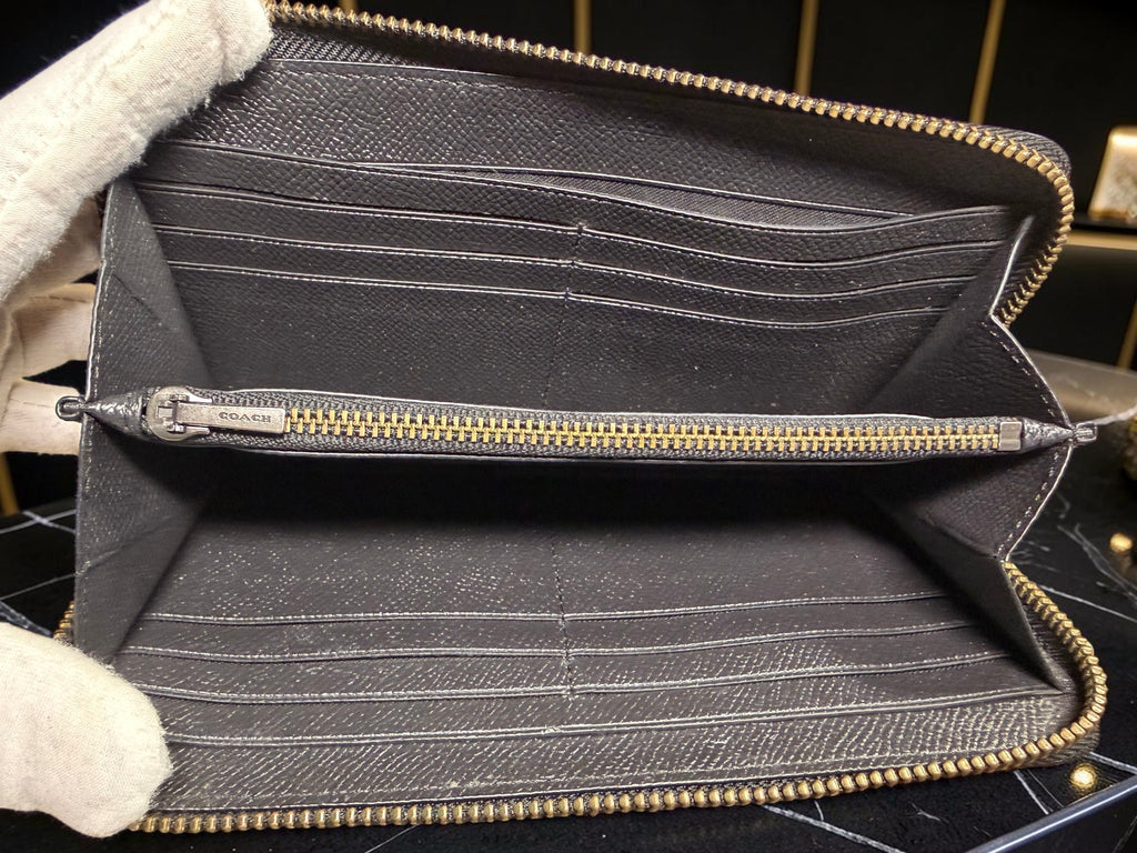 Coach Long Zip Black Leather Wallet (Newer Range)
