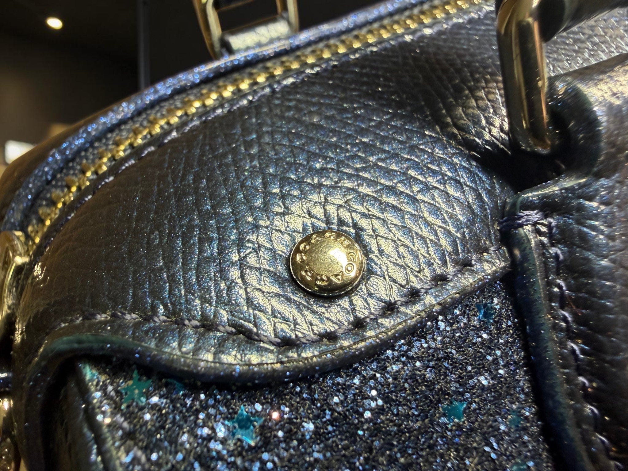 RARE Coach Mini Bennett Satchel in Star Glitter Navy (J1657-F55454)