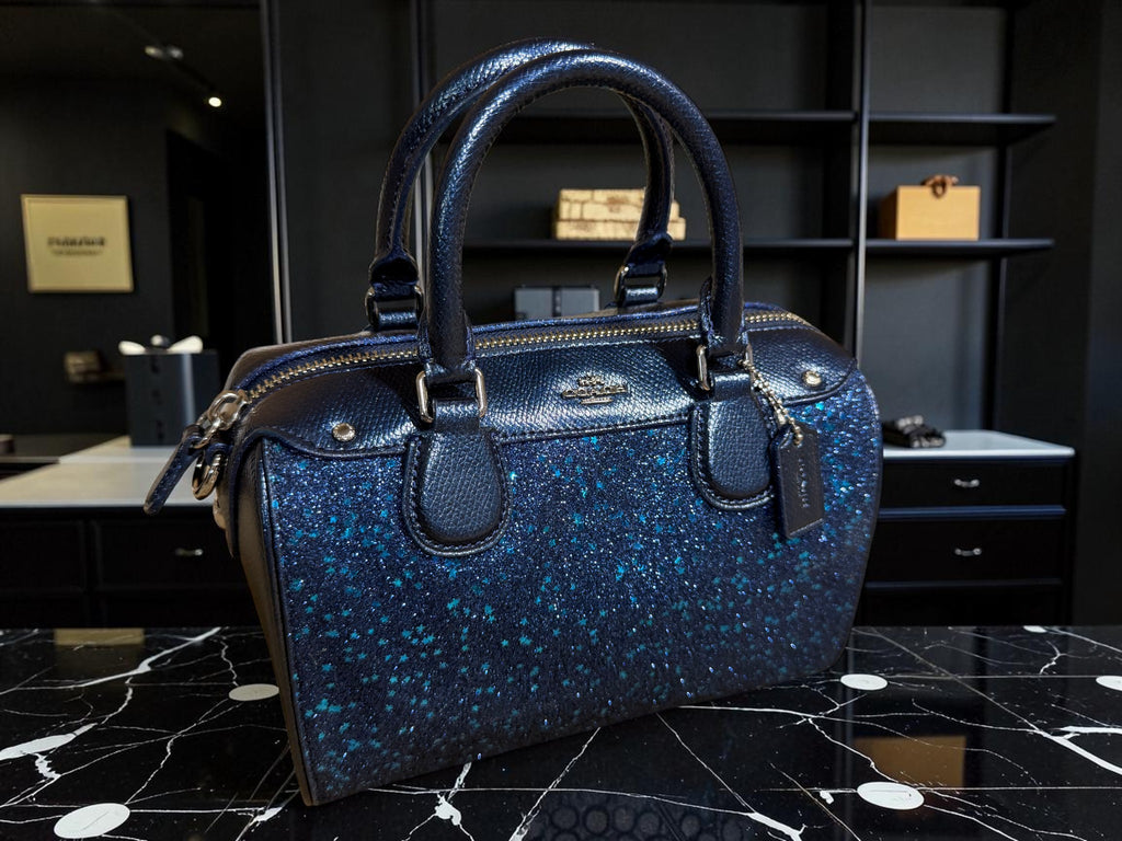 RARE Coach Mini Bennett Satchel in Star Glitter Navy (J1657-F55454)