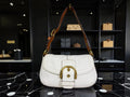 Vintage Coach Soho Buckle Flap in White Pebbled Leather (11840) (With Dust Bag)