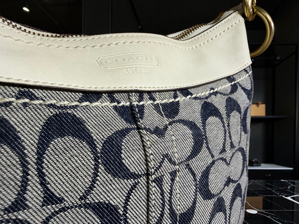 Coach Signature Denim Convertible Duffle Hobo (F10403)