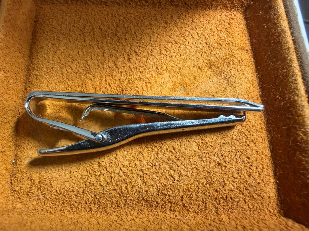 Vintage YSL (Yves Saint Laurent) Silver Tie Clip with Original Box