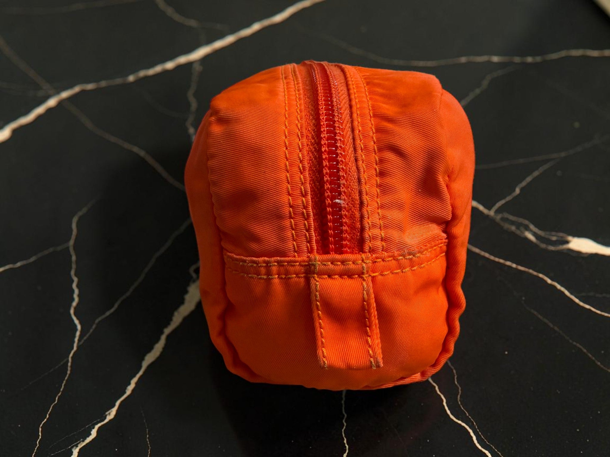 Prada Tessuto Cosmetics / Toiletry Pouch in Vibrant Orange