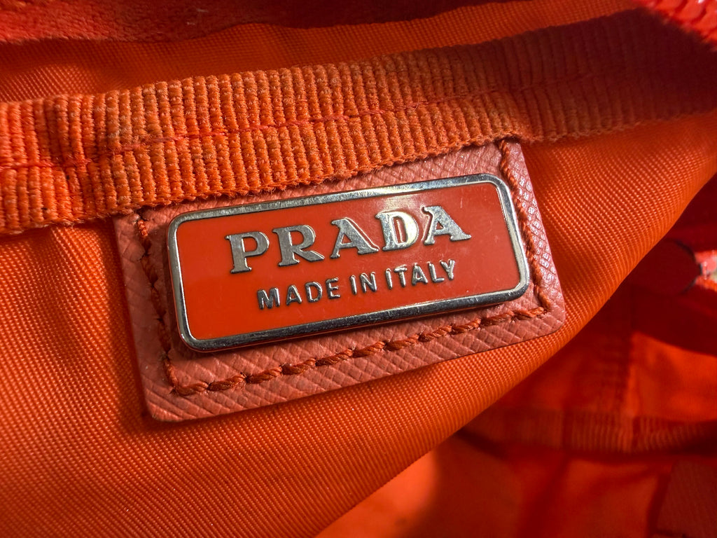 Prada Tessuto Cosmetics / Toiletry Pouch in Vibrant Orange