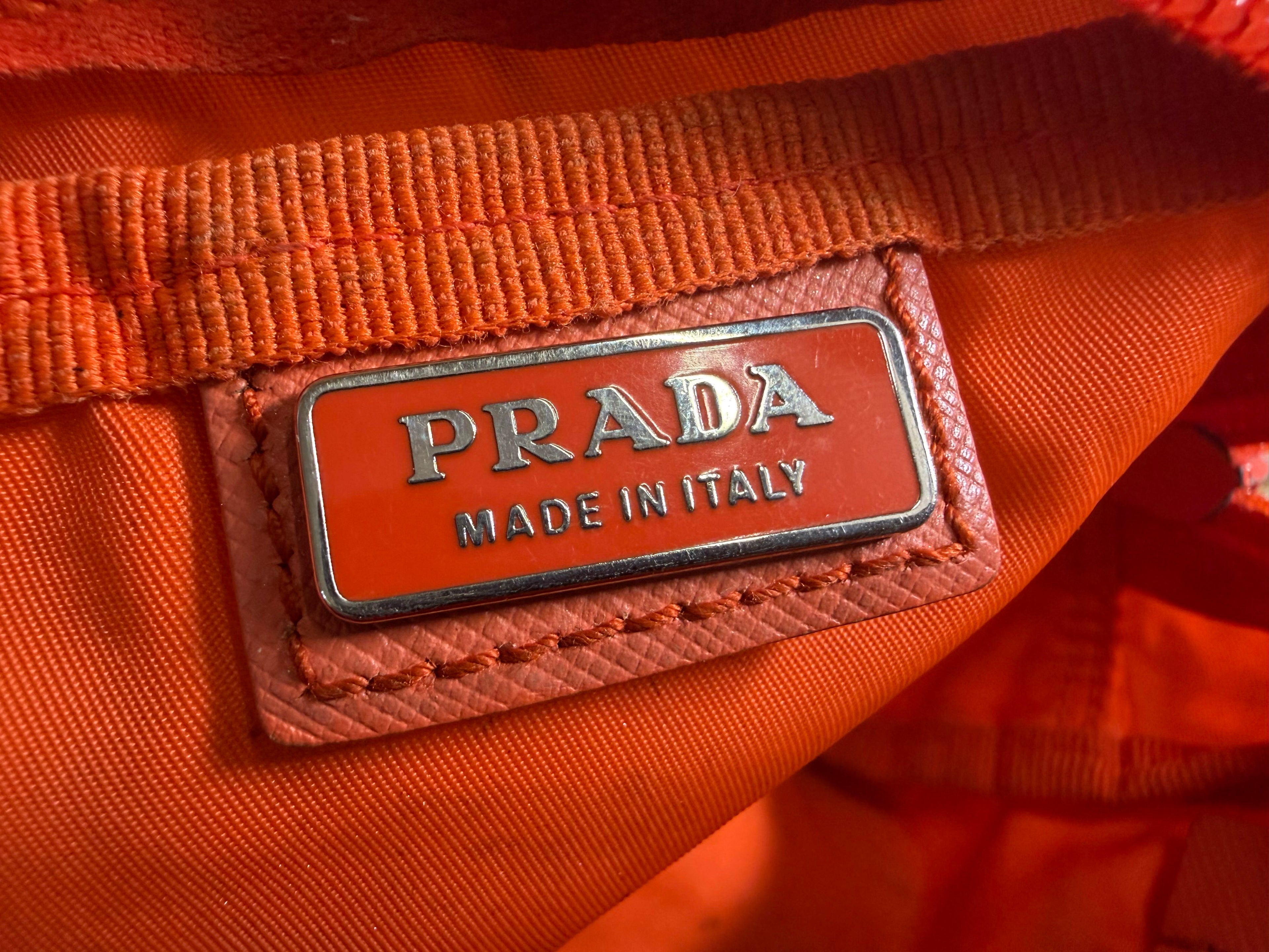 Prada Tessuto Cosmetics / Toiletry Pouch in Vibrant Orange