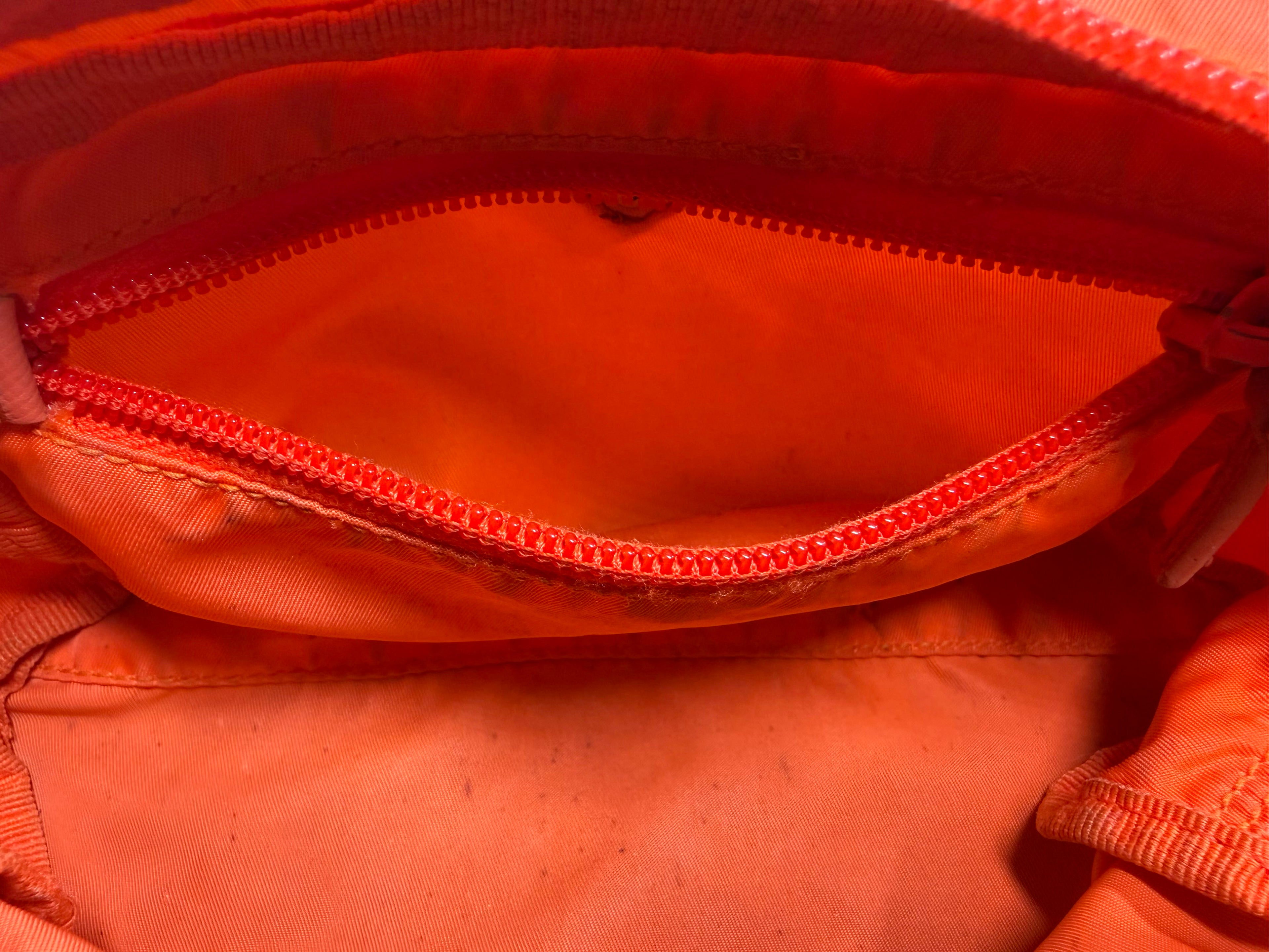 Prada Tessuto Cosmetics / Toiletry Pouch in Vibrant Orange