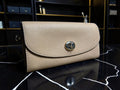 Coach Beige Pebbled Leather Envelope Turn Lock Wallet (Quick Sale)