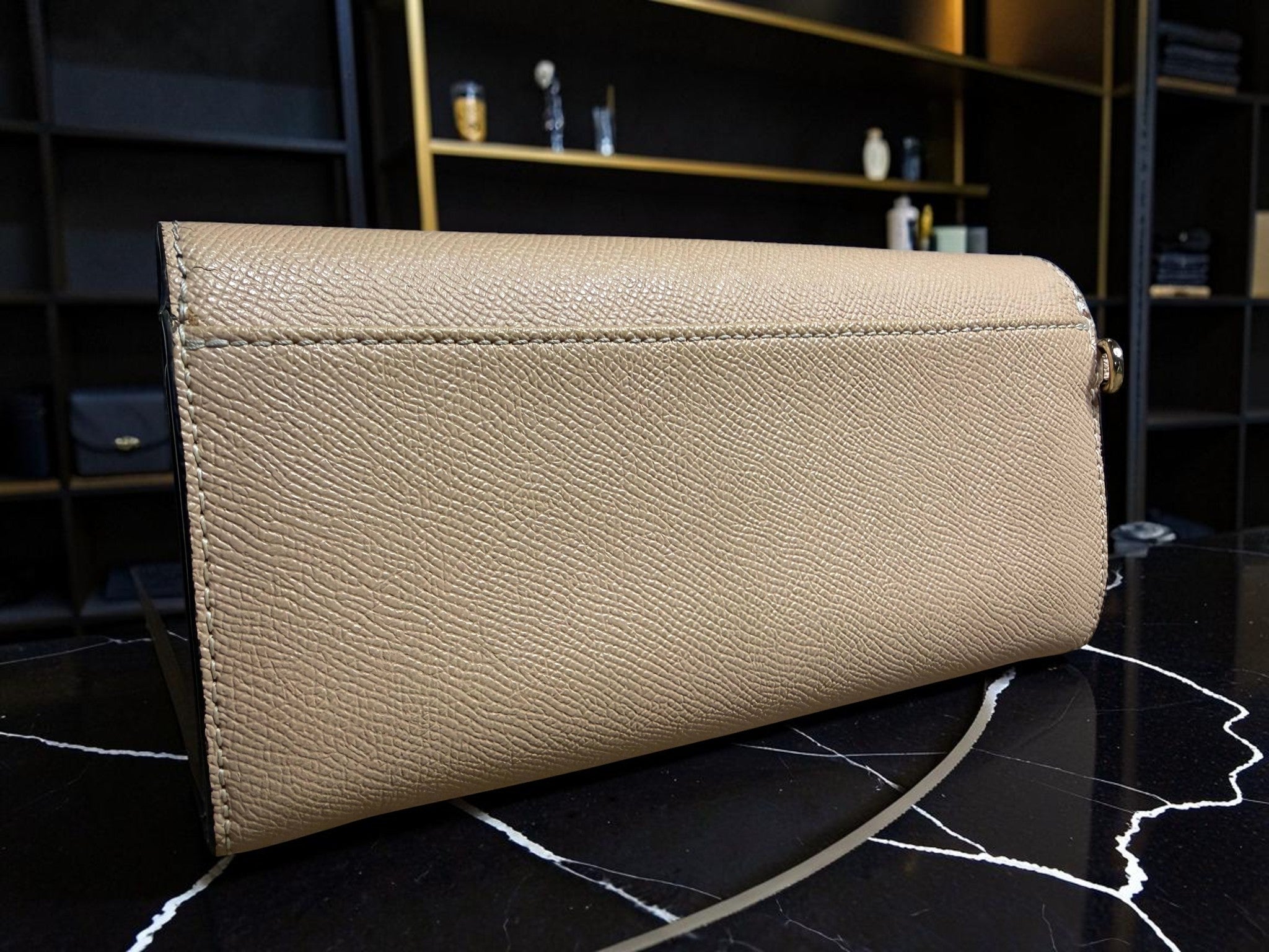 Coach Beige Pebbled Leather Envelope Turn Lock Wallet (Quick Sale)