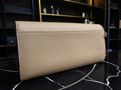 Coach Beige Pebbled Leather Envelope Turn Lock Wallet (Quick Sale)
