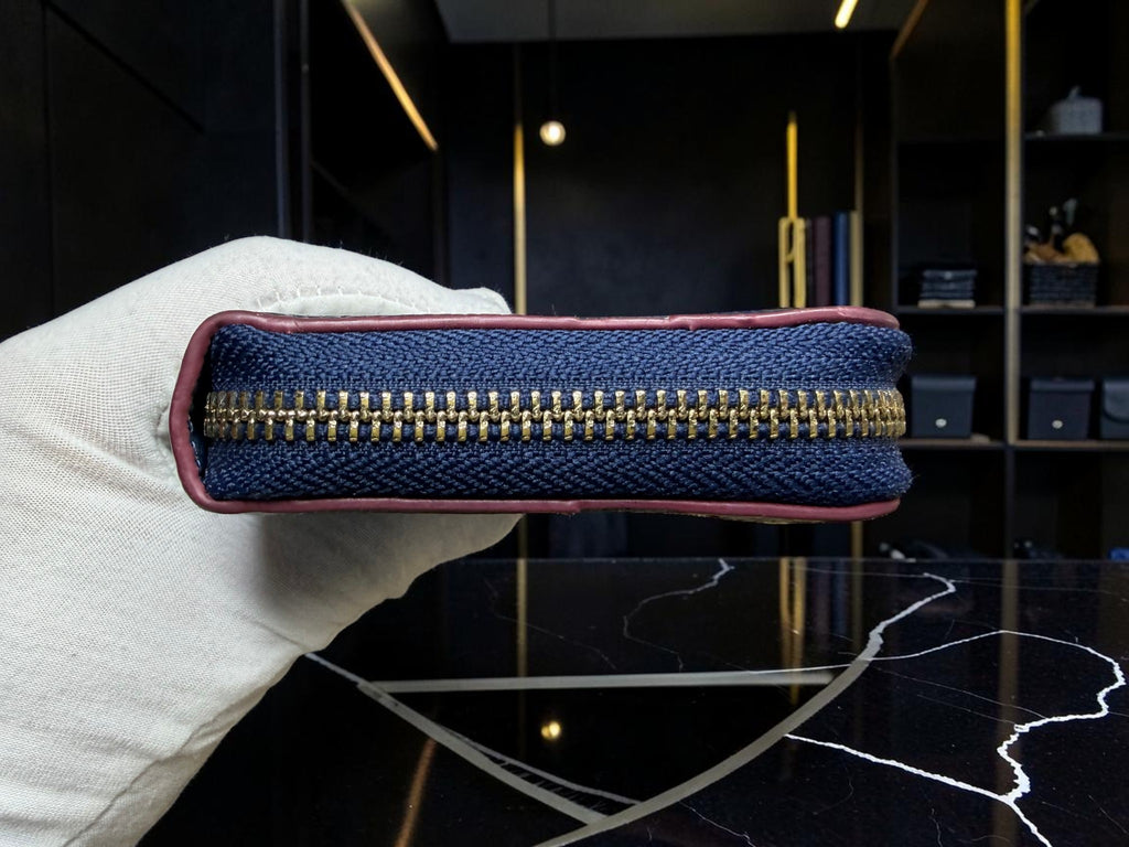Coach Signature Denim Canvas and Leather Zip Around Wallet (53769)
