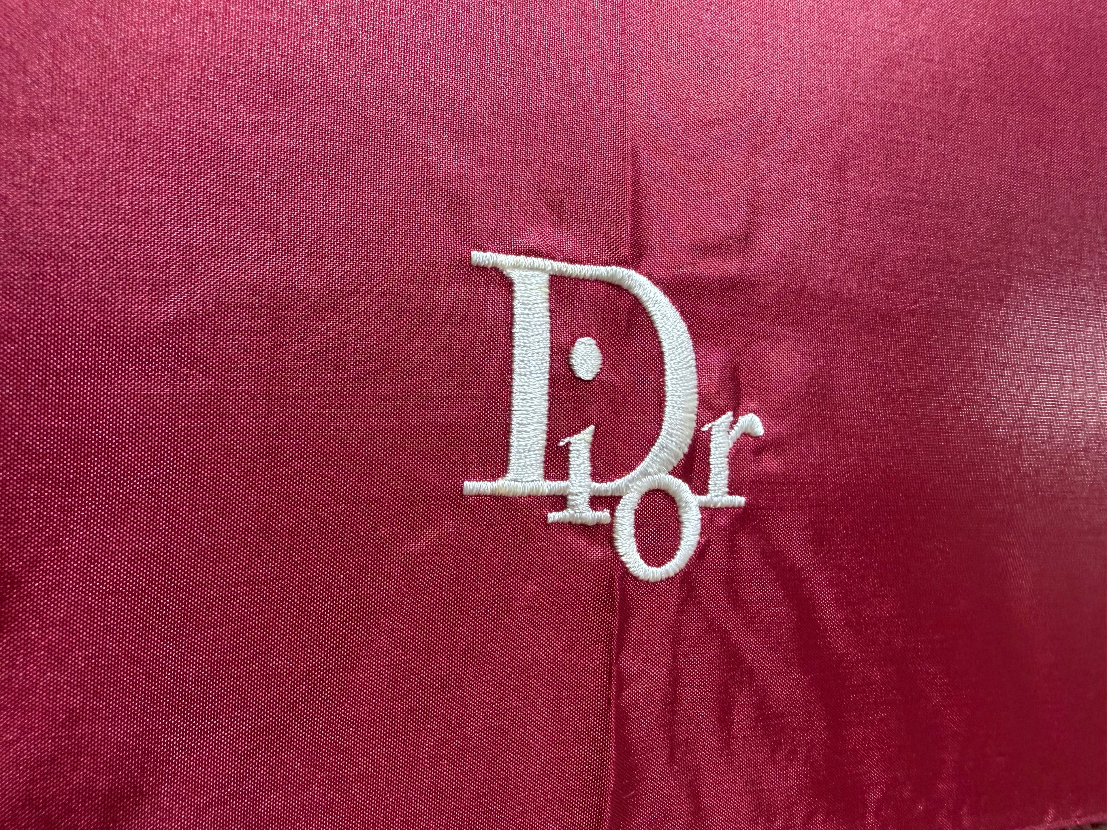 Christian Dior Crimson Wooden Ball and Tassel Handle Umbrella (New with Tags)