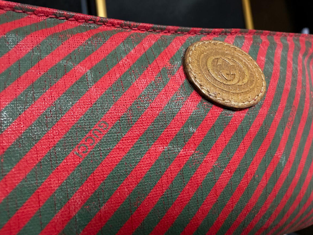 Gucci Vintage Rare Diagonal Stripe Accessories Collection Cosmetics Pouch (1980s)