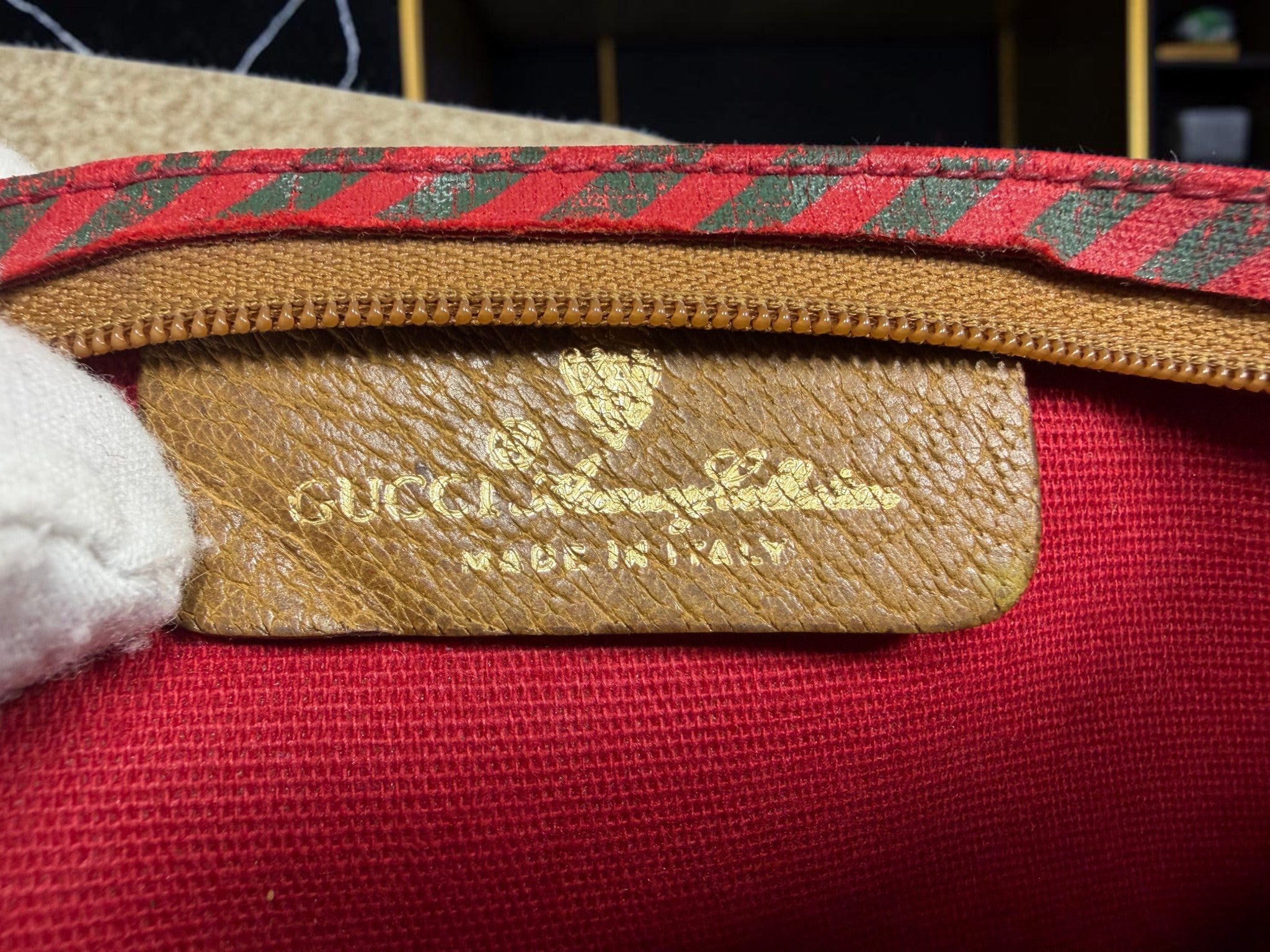 Gucci Vintage Rare Diagonal Stripe Accessories Collection Cosmetics Pouch (1980s)