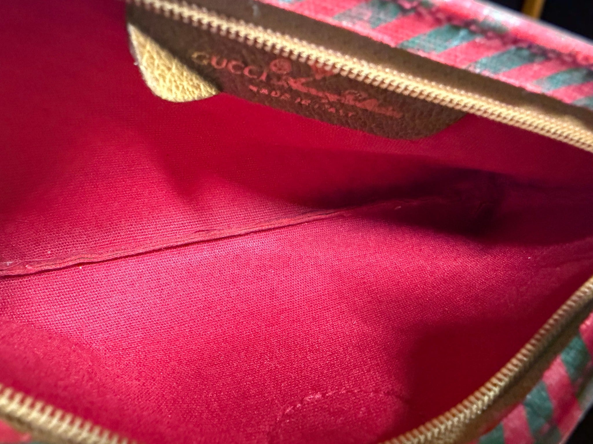 Gucci Vintage Rare Diagonal Stripe Accessories Collection Cosmetics Pouch (1980s)