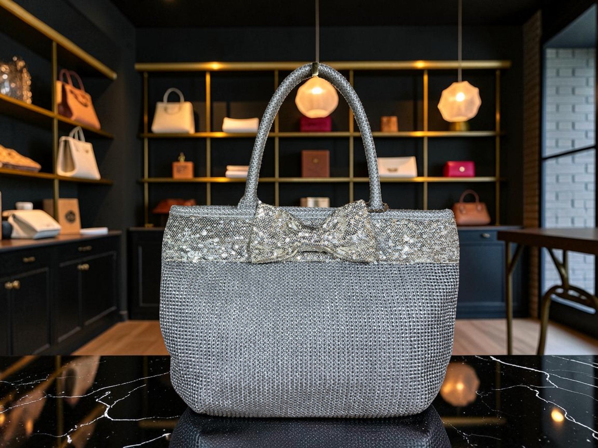 Anteprima Misto Silver Sequin Tote