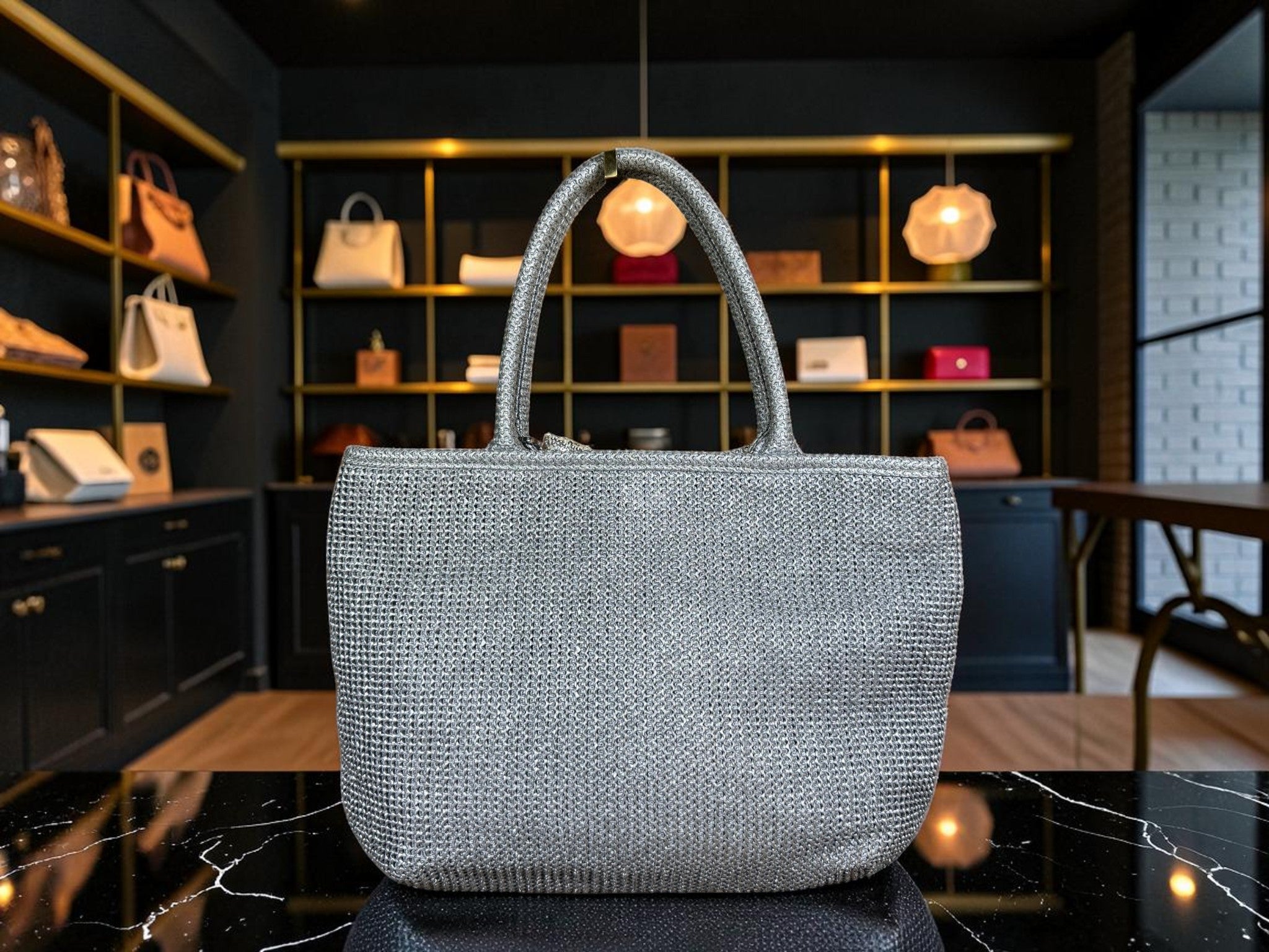 Anteprima Misto Silver Sequin Tote