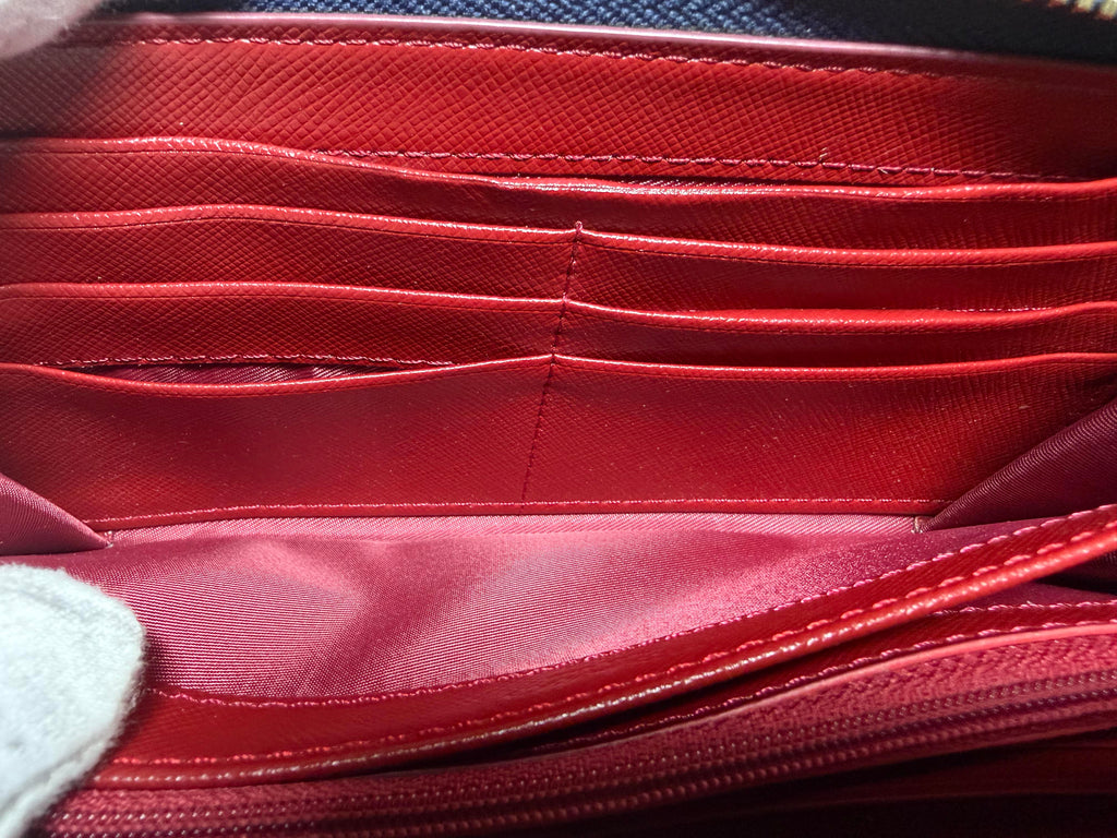 Coach Signature Denim Canvas and Leather Zip Around Wallet (53769)