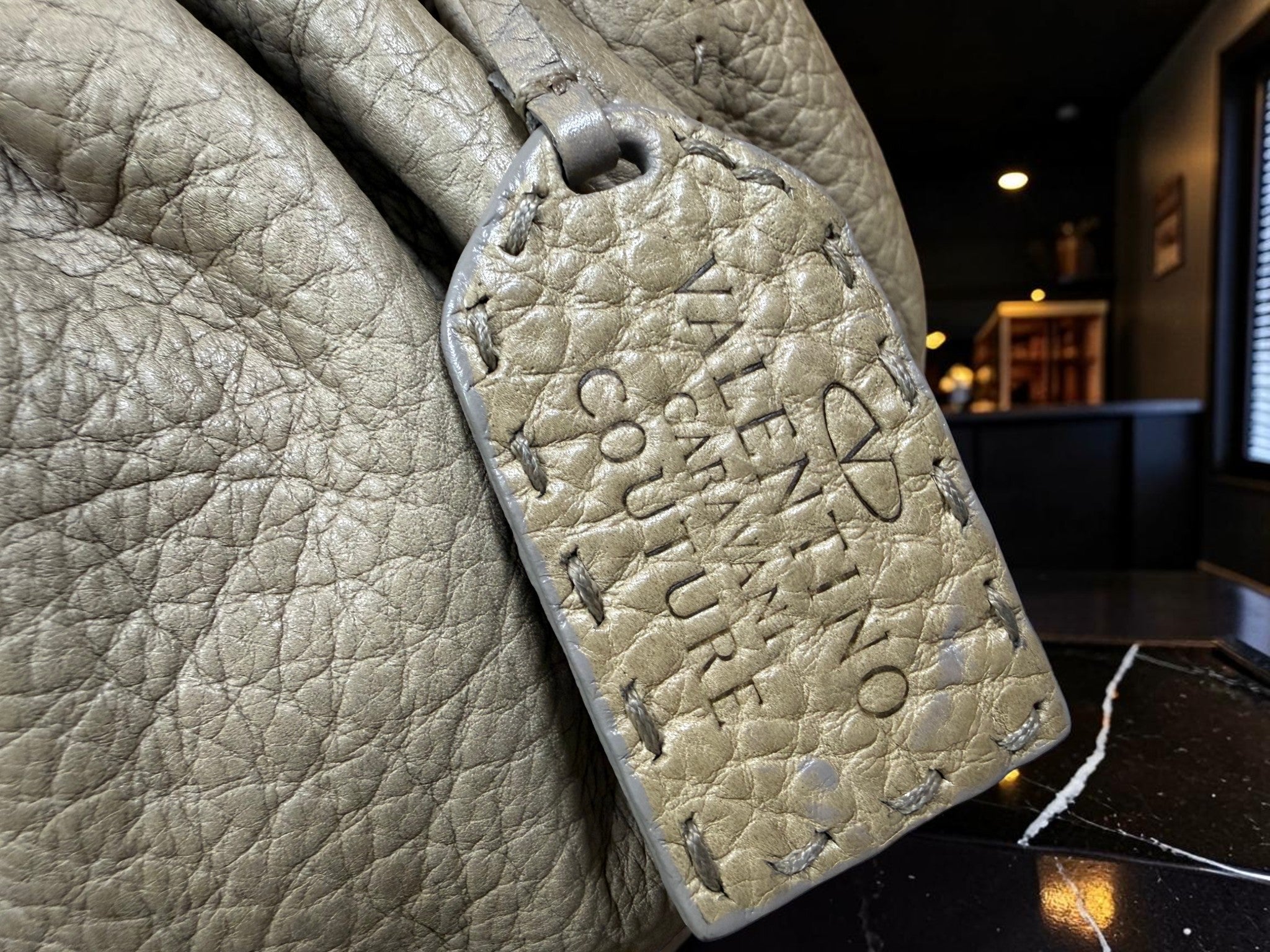 Vintage Valentino Garavani Soft Leather Gather Tote / Hobo Bag.