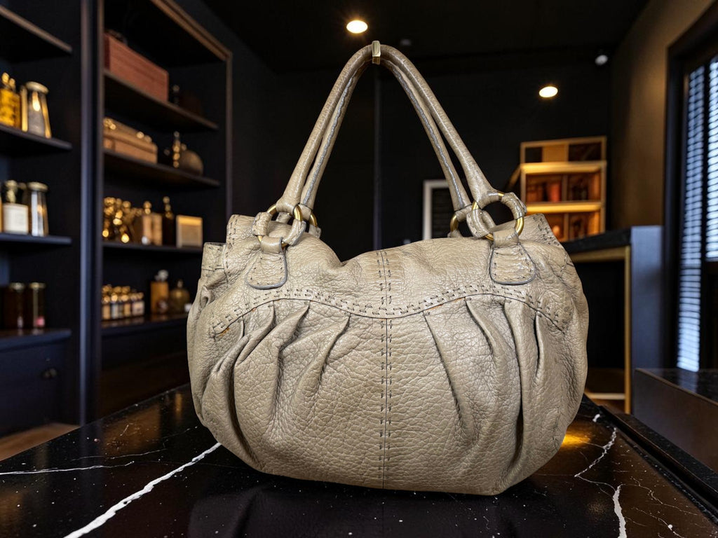 Vintage Valentino Garavani Soft Leather Gather Tote / Hobo Bag.