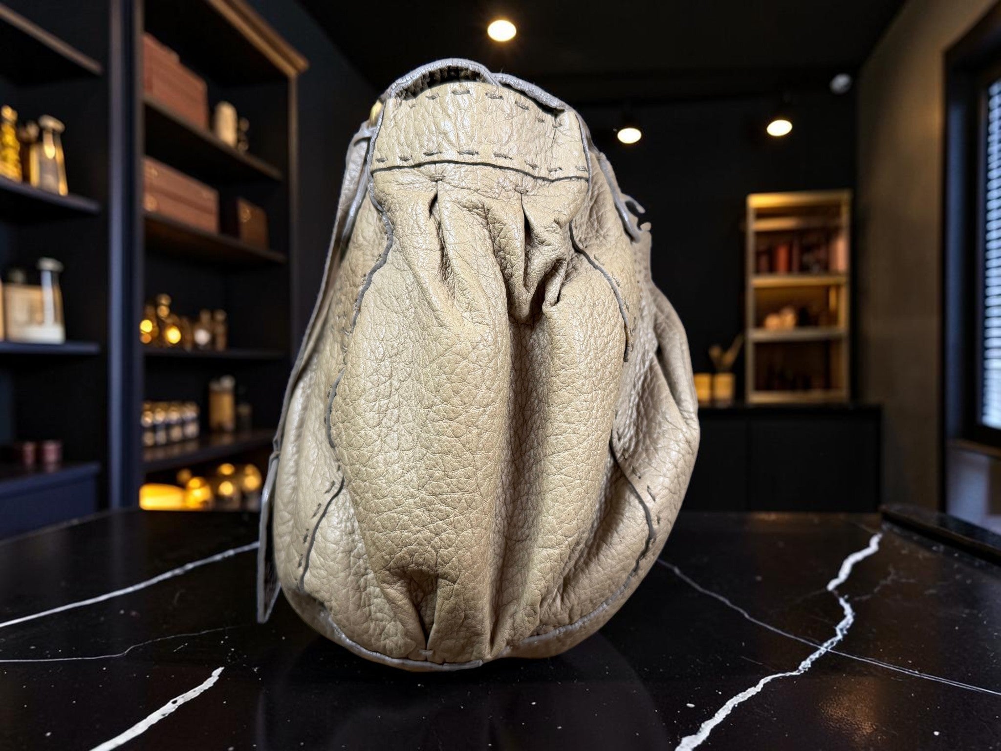 Vintage Valentino Garavani Soft Leather Gather Tote / Hobo Bag.