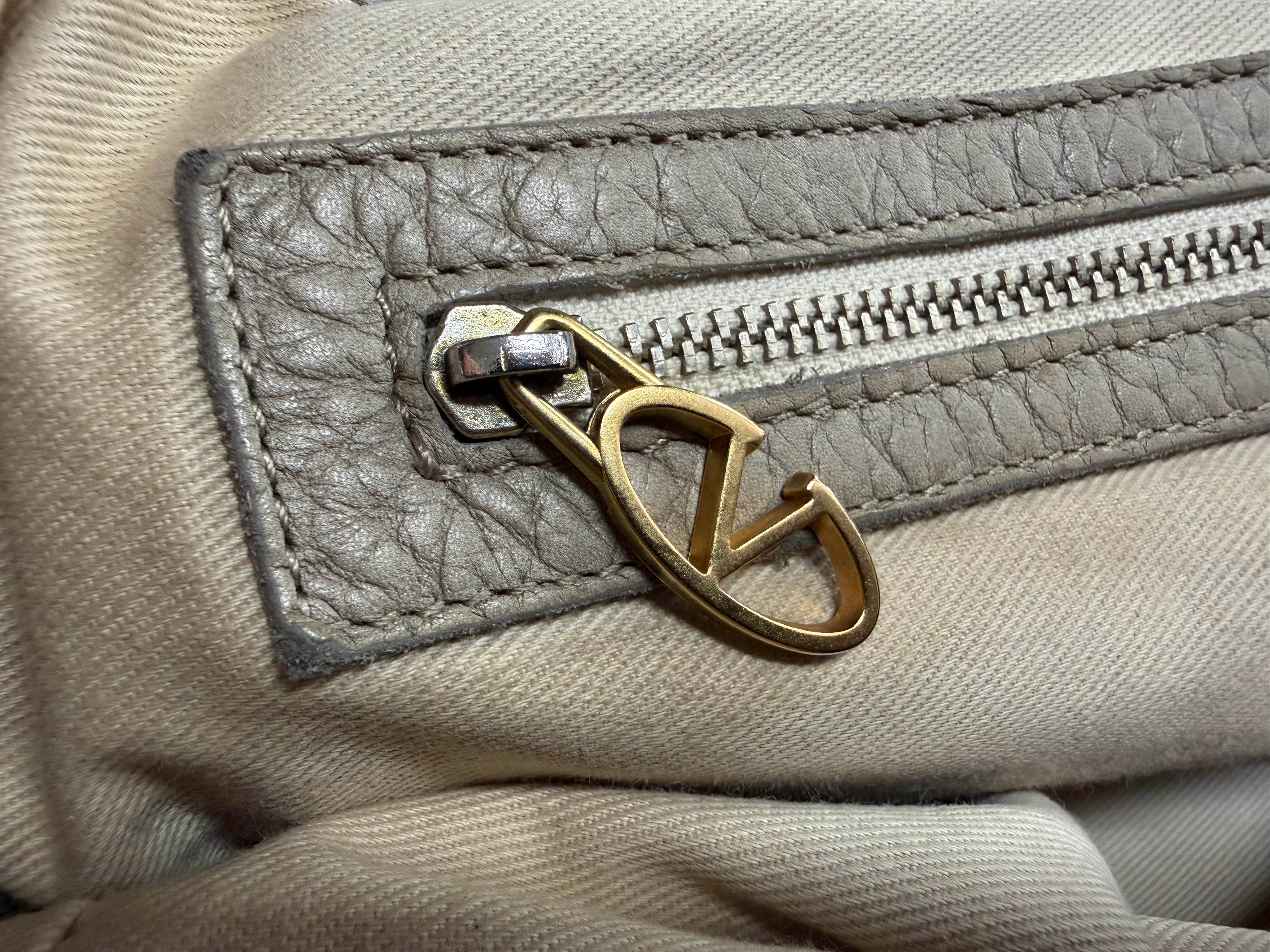 Vintage Valentino Garavani Soft Leather Gather Tote / Hobo Bag.
