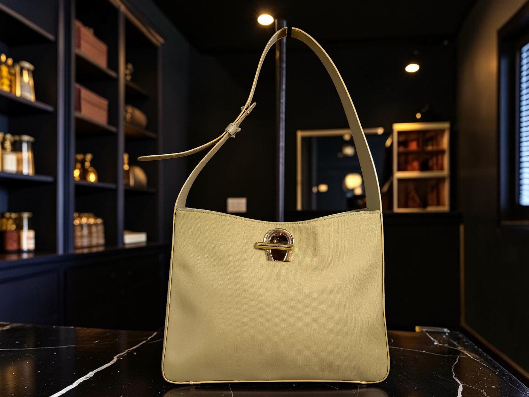 Etienne Aigner Leather Shoulder Bag (Cream / Off-White)