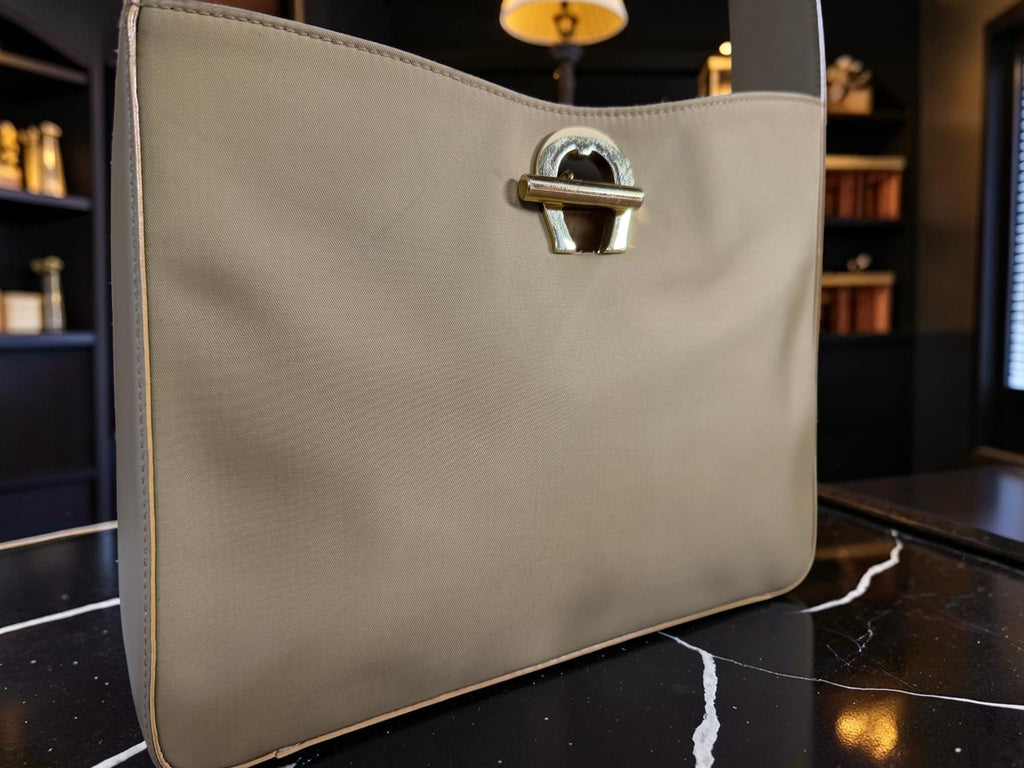 Etienne Aigner Leather Shoulder Bag (Cream / Off-White)