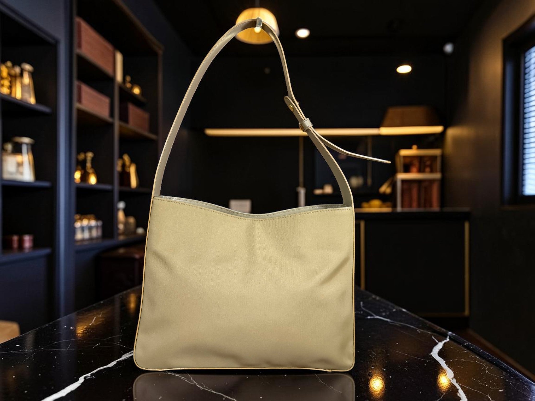 Etienne Aigner Leather Shoulder Bag (Cream / Off-White)