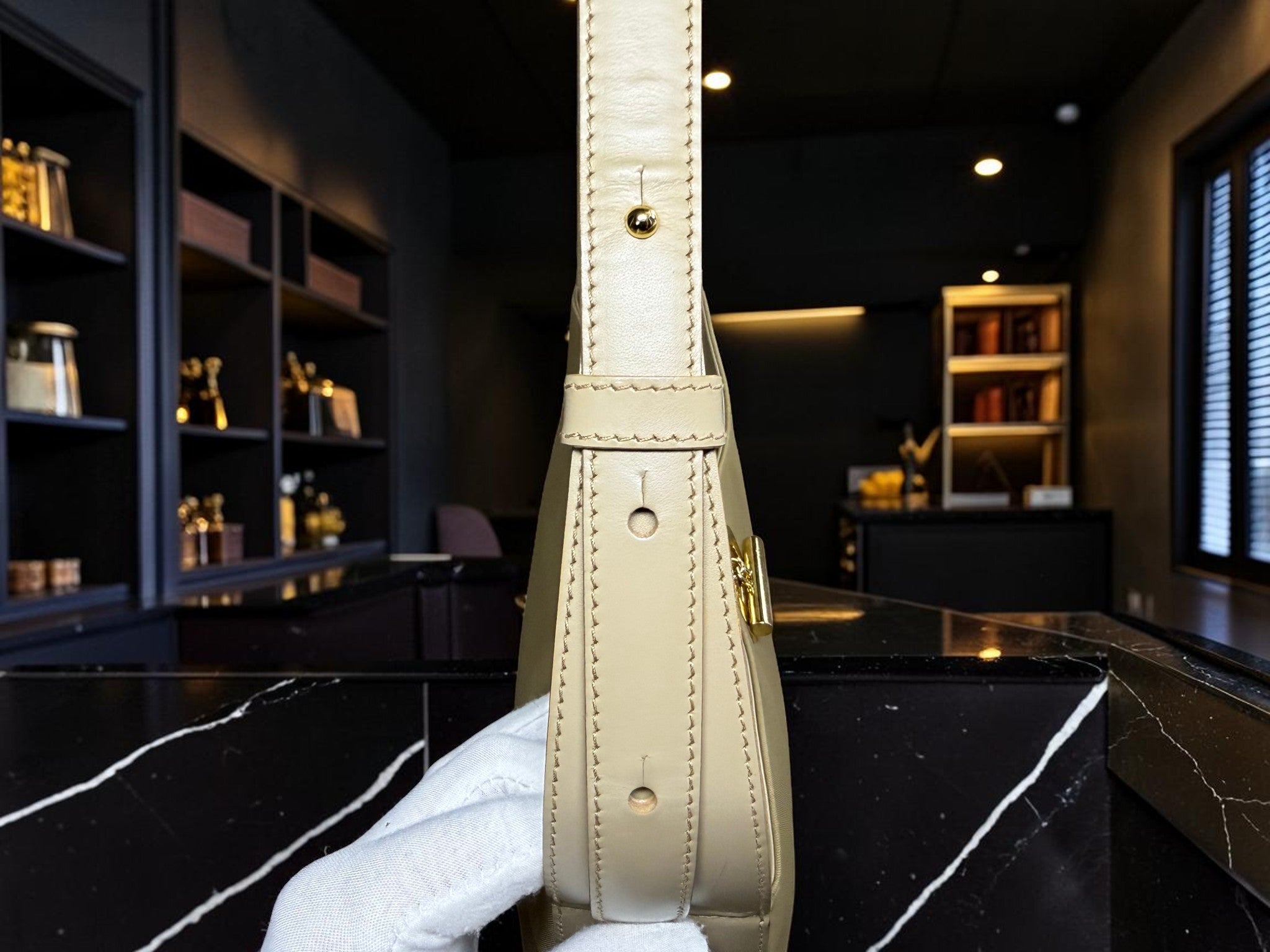 Etienne Aigner Leather Shoulder Bag (Cream / Off-White)