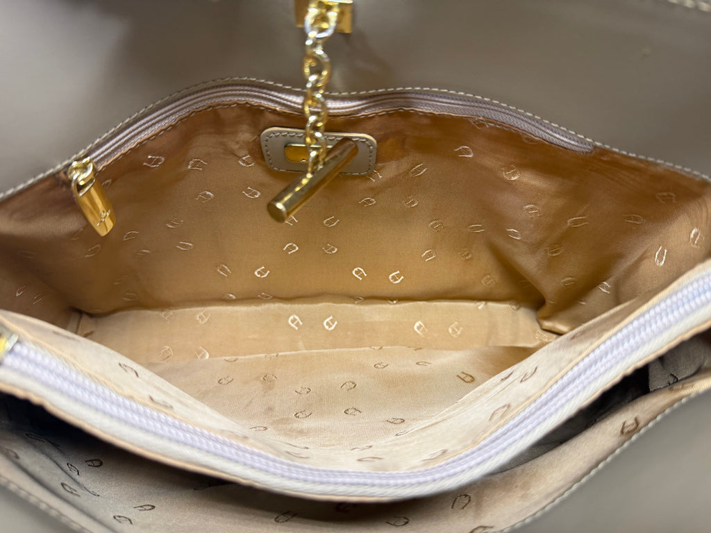 Etienne Aigner Leather Shoulder Bag (Cream / Off-White)