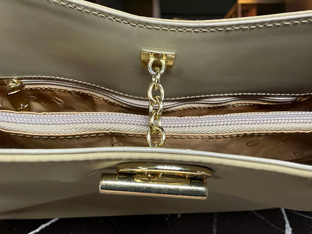 Etienne Aigner Leather Shoulder Bag (Cream / Off-White)