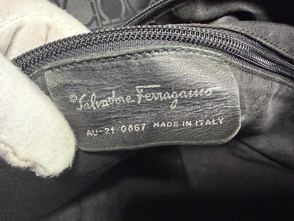 Salvatore Ferragamo Gancini Monogram East-West Canvas Tote Bag (AU-21 0867).