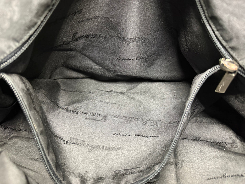 Salvatore Ferragamo Gancini Monogram East-West Canvas Tote Bag (AU-21 0867).