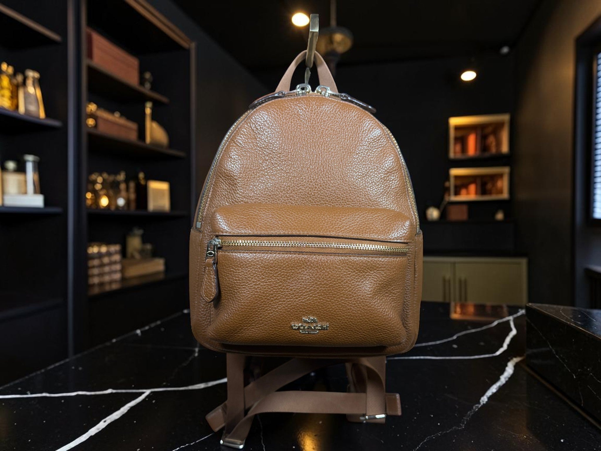 Coach Mini Charlie Backpack in Brown Pebbled Leather (F38263)
