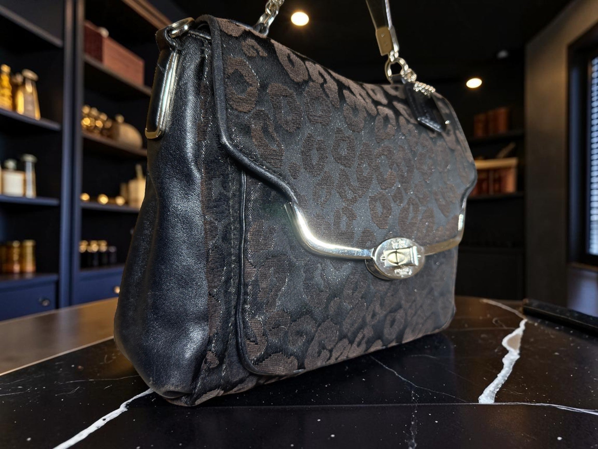 Coach Madison Chenille Ocelot Sadie Flap Satchel (26284)